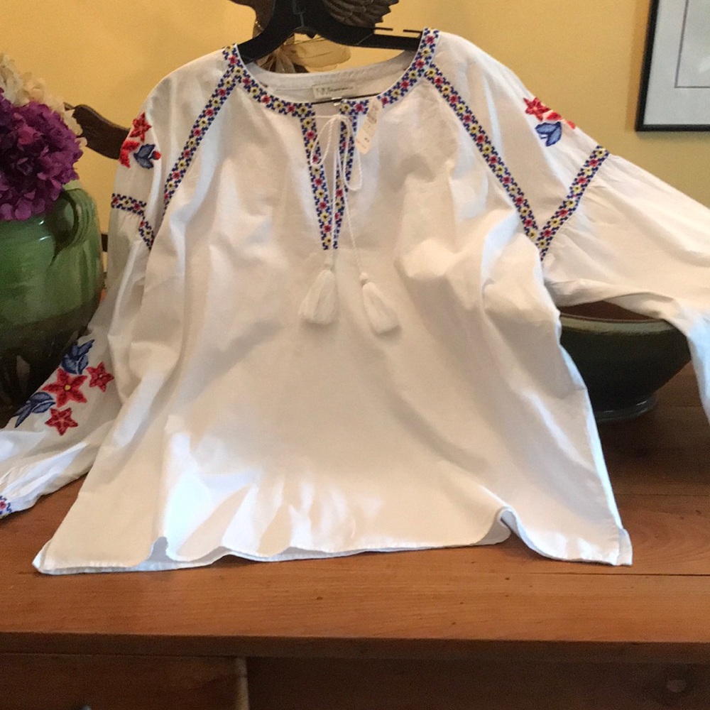 white cotton w embroidery